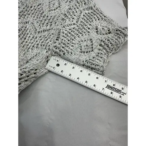 Womans Poof Large Gray Knit Open Front Cardigan short Sleeve