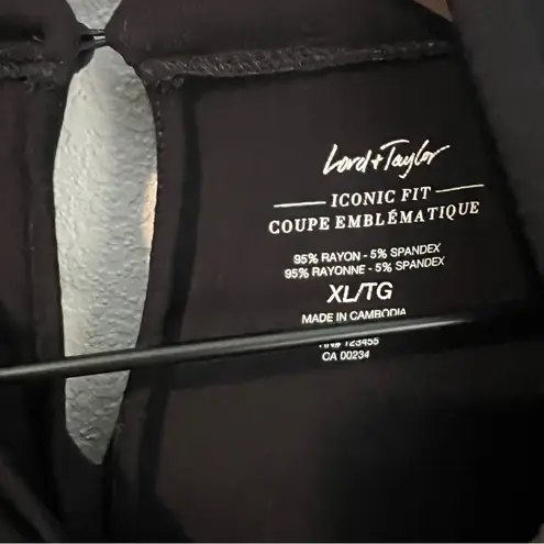 Lord & Taylor Iconic Fit Twisted Front Black Stretch Flowy Rayon Knit Top XL