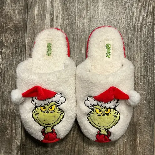 Grinch Christmas Slippers Size 7/8 White