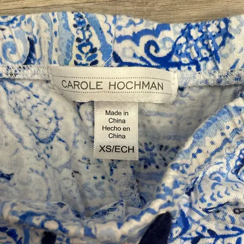 Carole Hochman Blue & White Paisley Print Elastic Drawstring Waist Pajama Pants