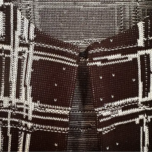 Ming Wang Cardigan Sweater Front Hook Women's Small Brown White Career Luxury