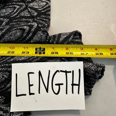 prAna Black Silver Leaf Print Open Front Cardigan Lightweight Women's Medium