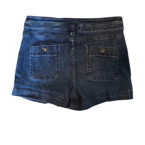 Pilcro by Anthropologie high rise slim dark wash denim shorts size 31 Blue