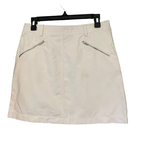Armani Collezioni White Cotton Skirt Zip Pockets