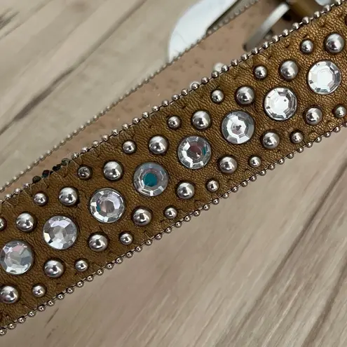 ANOTHER LINE Inc rhinestone studded leather Western BELT Size M cowgirl Silver