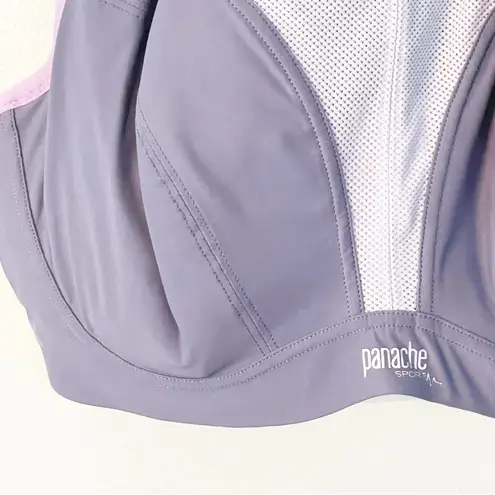 Panache  Sport Bra Gray Purple 38DD Underwire J Hook Racerback Hi Impact