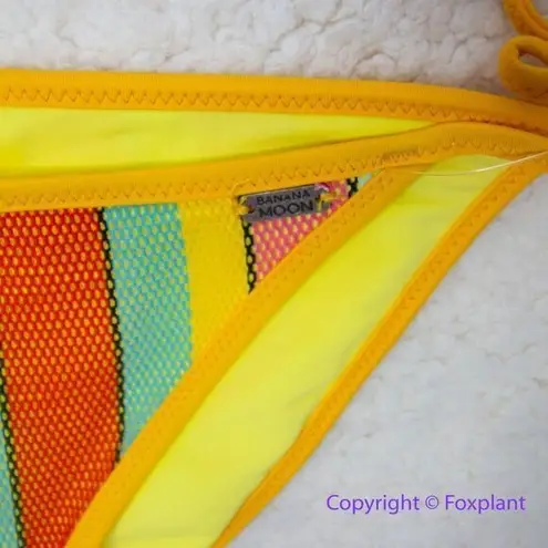 NEW Banana Moon rainbow stripes string tie up teens bikini bottom, size M Yellow Size M