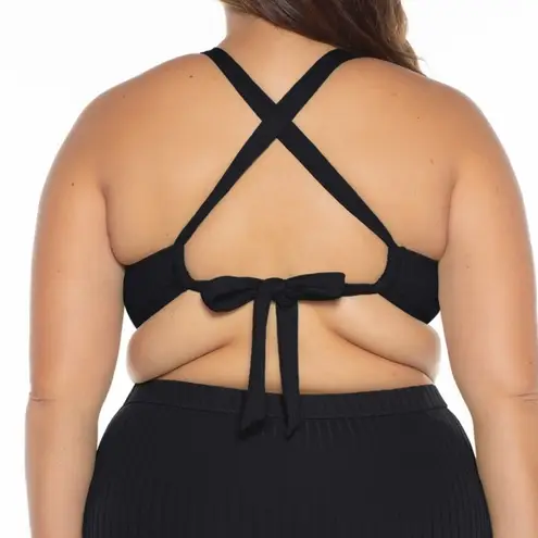 Becca Ribbed Wide Strap Bralette Bikini Top 0X