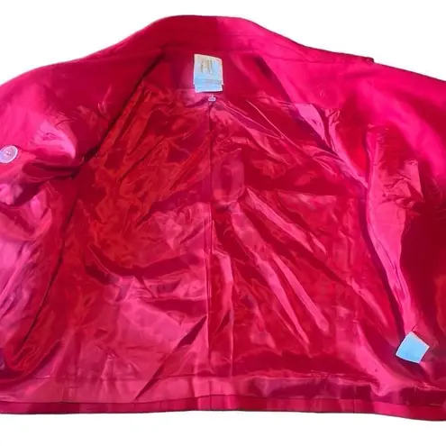 Vintage CW Clifford & Wills Red Crop 100% Wool Peacoat Jacket Gold Buttons Sz 8P