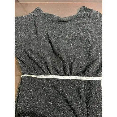 Donna Morgan Black Sparkle Metallic Knit Dolman Sleeve Midi Dress Size 12