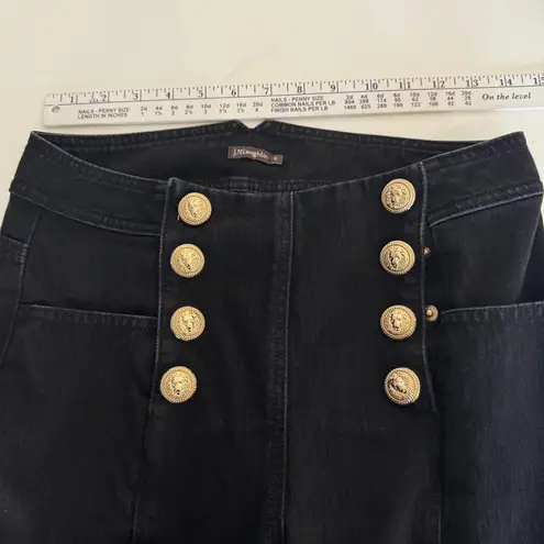 J. McLaughlin Sailor Jeans Black Gold Buttons Preppy Academia French Slim Sz 6