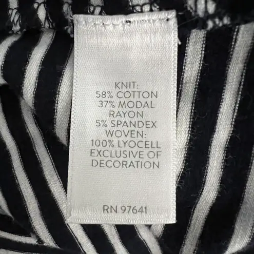J. Jill Shirt Womens Small Petite Black White Stripe Tunic Ruffle Casual Lounge Blue Size undefined