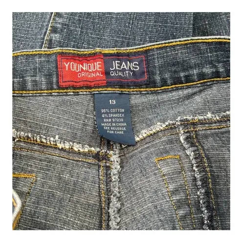 Rare Vintage Younique Y2K Embellished Velvet Flare Jeans | Low Rise | Size 13 Blue