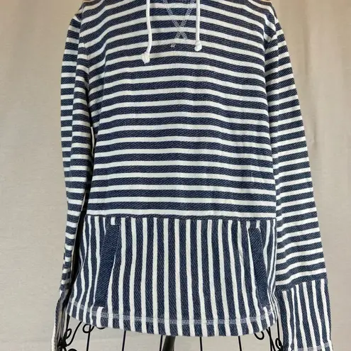 J.Crew  Navy and White Striped Cotton Hoodie Women’s size Medium