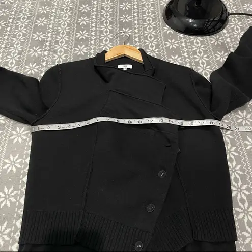 SOH Black Moto Cashmere/Cotton Blend Jacket/Cardigan With Leather Elbow Patch M Black Size M