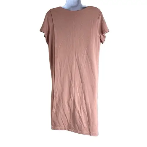 Vintage Meg XS Pullover Sheath Dress Pink Short Sleeves Lagenlook Asymmetric Hem