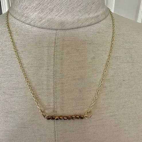 The Bar Gold tone copper bead necklace