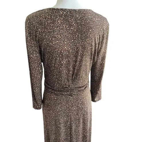 Robbie Bee VTG Maxi Dress Women 10 High Ruched Waist Ditsy Print Modest Retro