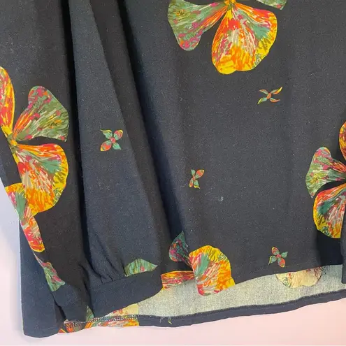 Zanzea Rainbow Floral Navy Blue Long Sleeve Beachy Casual Modest Cotton Blouse Top 2X