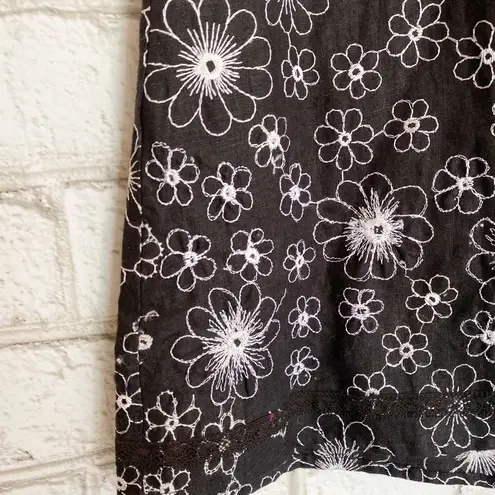 Grace Elements Black Floral Embroidered Midi Skirt