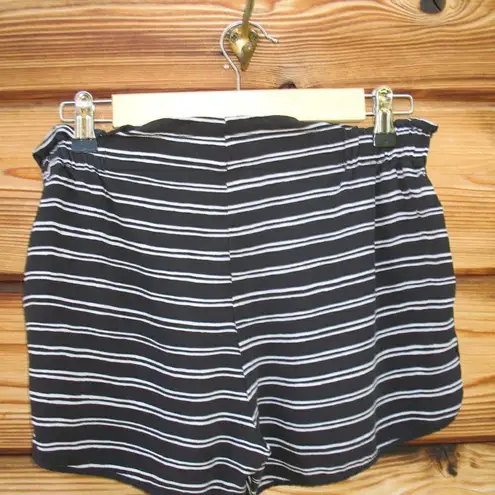 ALC Frank A.L.C. Black White Striped Silk Mark Shorts