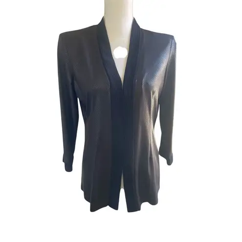 Misook NWT Dark Brown Open Front Snake Print Cardigan S