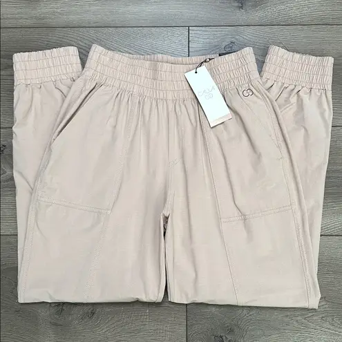 CALIA High Rise Ankle Zip Joggers Journey Collection Sandstone Tan Size XS