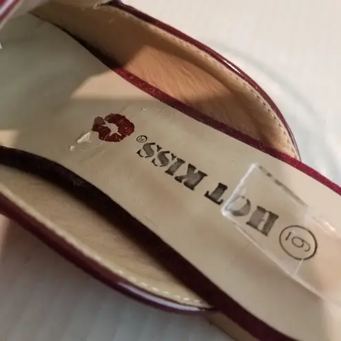 Hot Kiss Cranberry Red Rounded Mules Size 6