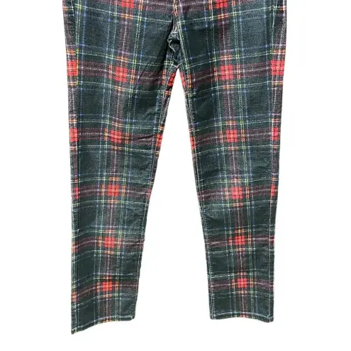 Pam & Gela Tartan Plaid Slim Crop Pant Red Multi Size 25