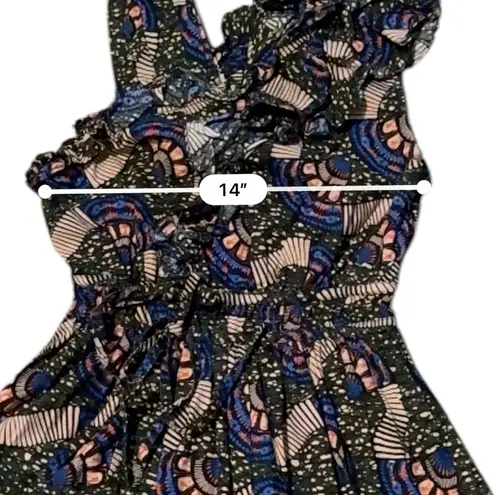 Ulla Johnson Iliana Poplin Ruffle Sleeveless Geometric Print Mini Dress Sz 2