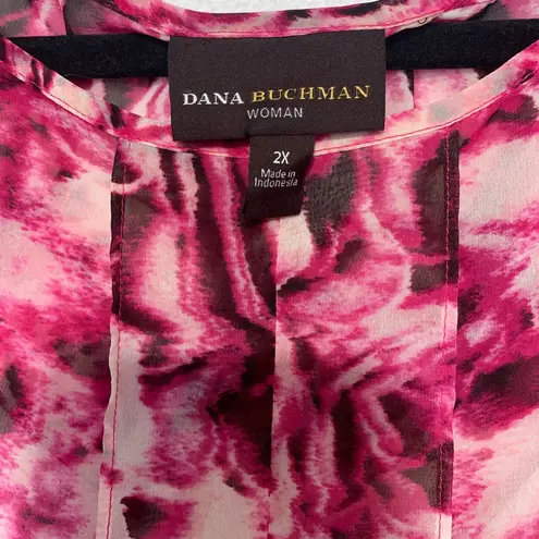 Dana Buchman Red and Pink Graphic Blouse Size 2X