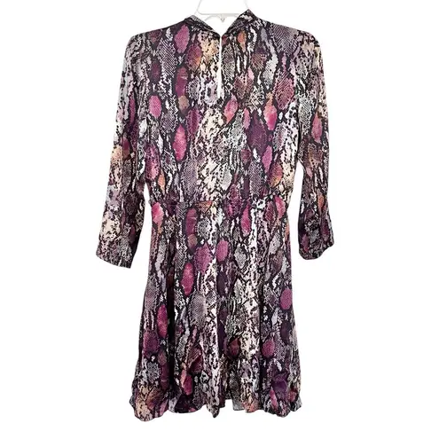 Rebecca Taylor Met Pink Python Snakeskin Print Silk Mini Dress Size 4