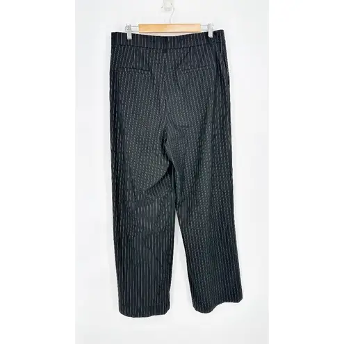 ZARA  Pinstripe Trousers Mid Waist Pleated Relaxed Black Women's XL