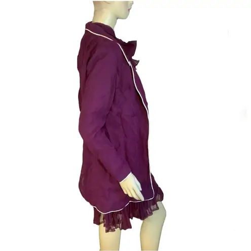 MR. MORT PURPLE & CREAM PLEATED MINI DRESS & JACKET 1970’S MATCHING SET (M) Size M