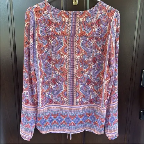 Ecru EUC Paisley Print Drawstring Hem
Blouse Large