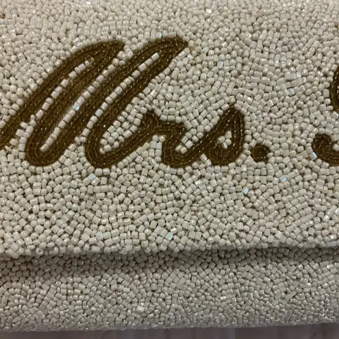 PRETTY ROBES Custom Hand Beaded Clutch Bridal Wedding Bride Bag White Size OS