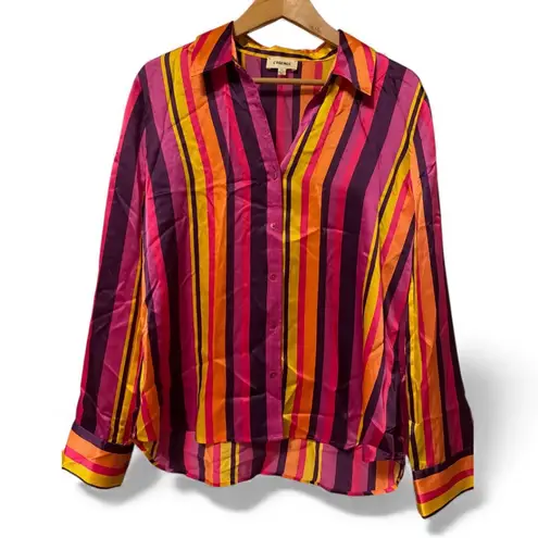 L'Agence Hailie Stripe Silk Blouse by  Size M French California Multicolor