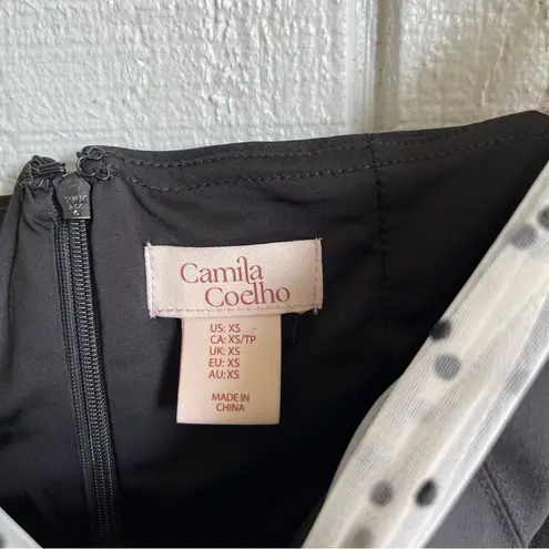 Camila Coelho NWOT Organza Puff Sleeve Flocked Dot Mini Dress Black XS