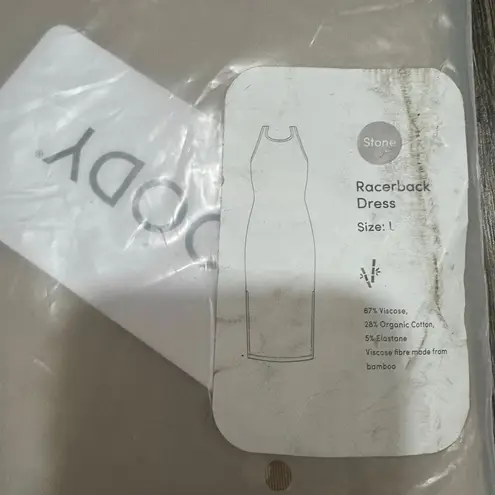 Boody Racerback Dress In Midweight Bamboo Cotton Jersey Fabric Tan Size L