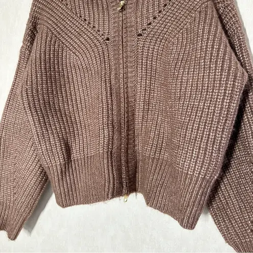 Varley Women’s Wool Blend Putney Knit Jacket Sweater Cardigan Full Zip Brown XS