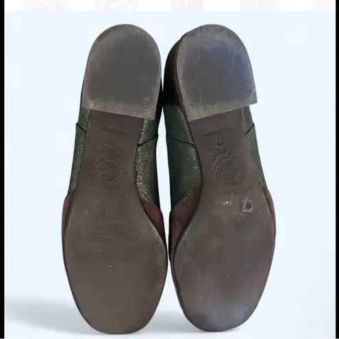 Maliparmi Women’s Brown Green Suede Boots Size 7 Italy Low Heel Ankle Booties