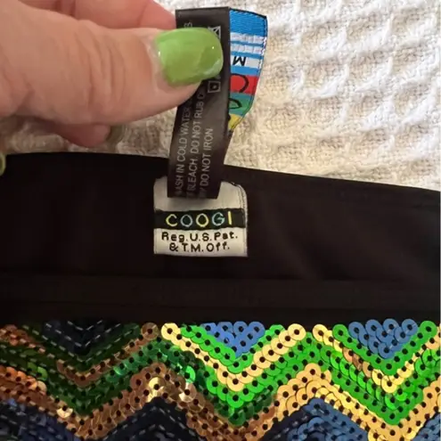 COOGI VINTAGE  chevron sequin bikini bottoms SIZE MEDIUM side tie Y2K‎