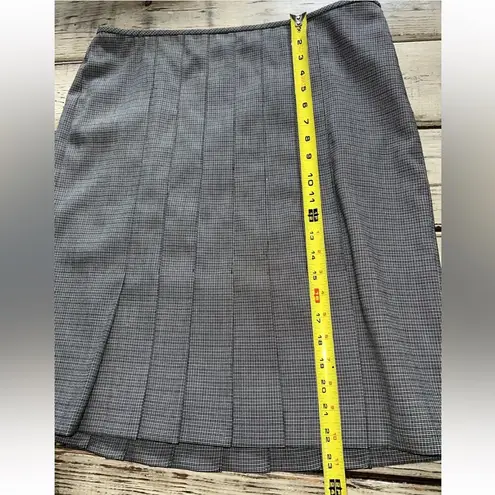 Anne Klein Ann Klein Black & White Plaid Check Pleated Hem Knee Length Belted Skirt Sz 10