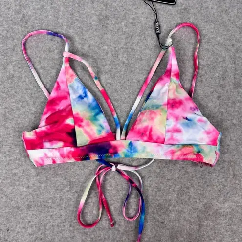 Zaful  Women's Tie Dye Lace-Up Bikini Set High-Leg Size 4 Multicolor