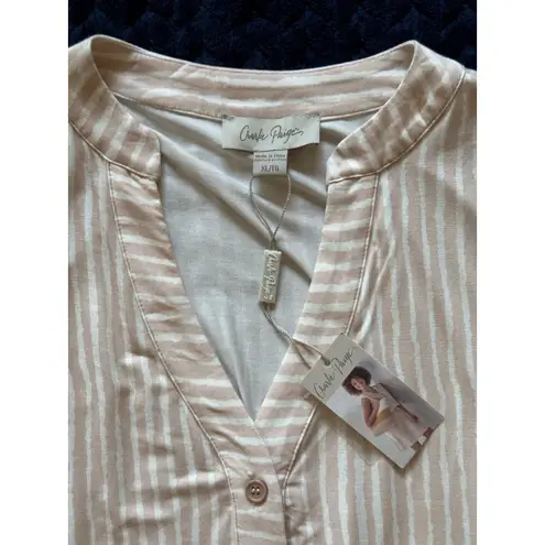 Charlie Paige Women's Dress Light Brown Button Down Front Pockets V Neck Sz XL