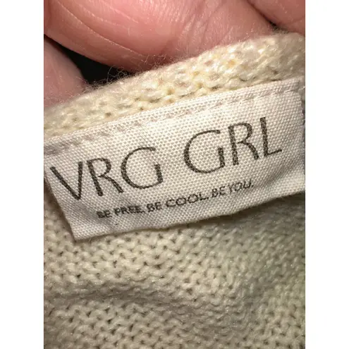 VRG GRL Crop Top Sweater Long Sleeve Knit Fish Pattern Yellow Womens Size M Size M