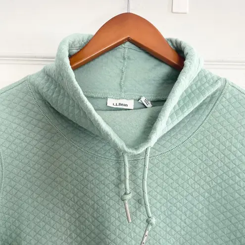 L.L.Bean Quilted Snap Pullover Sweatshirt Funnel Neck Comfy Green M Cozy Size M