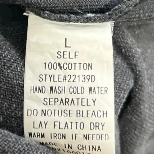 Blue B Black Washed Denim 3/4 Puff Sleeve Button Down Jeans Shirt Dress Size L Size L