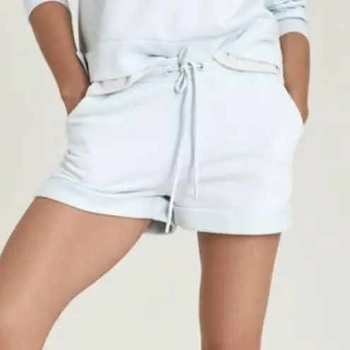 Reiss Pale Blue Annie Jersey Powder Blue Lounge Drawstring Elastic Waist Shorts Sweat Shorts Cotton Blend