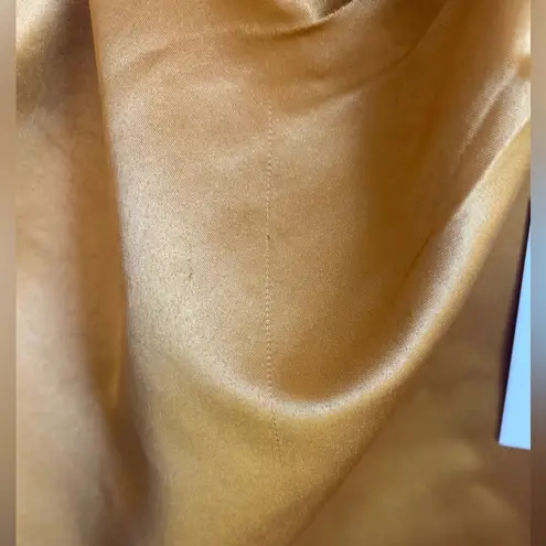 NWT Odd Muse Bronze Satin The Ultimate Muse Straight Neck Ruched Mini Dress L Gold Size L